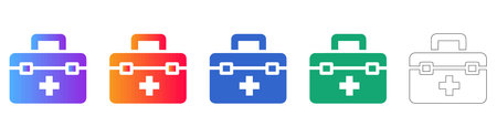 Medical First Aid Kit Icons in Gradient and Line Art vol 29815のイラスト素材