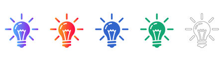 Colorful Gradient Light Bulb Innovation Icons Set vol 30053