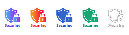 Securing Shield and Lock Concept Icons vol 30311