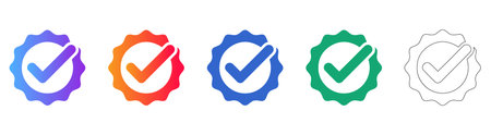 Set of Colorful Verified and Approval Icons vol 30421