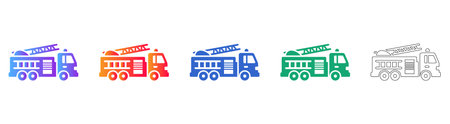 Fire Truck Emergency Vehicle Icons vol 30975