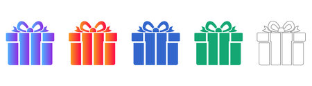 Celebratory Gift Box Icon Set vol 31001