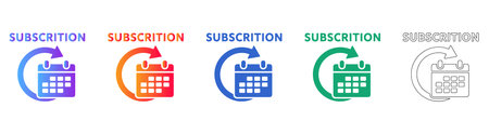 Five Subscription Calendar Icons with Refresh Arrow vol 31346