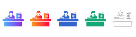 Passport Control Officer Icons Set vol 31043のイラスト素材