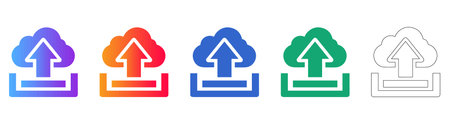Cloud Upload Data Transfer Icon Set vol 31188のイラスト素材