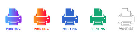 Office Printer Document Output Icon Set vol 31455