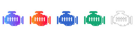 Automotive Engine Icon Set for Mechanical and Engineering Design vol 31641