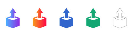Set of Colorful Isometric Upload Box Icons vol 31849