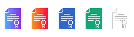 Certificate Document Icon Set in Multiple Styles vol 31499