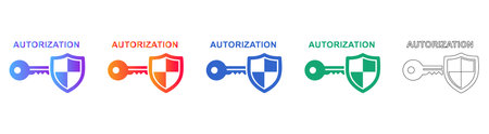 Authorization Security Icons with Key and Shield vol 31771