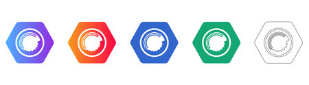 Hexagonal Abstract Gear Icons vol 31302