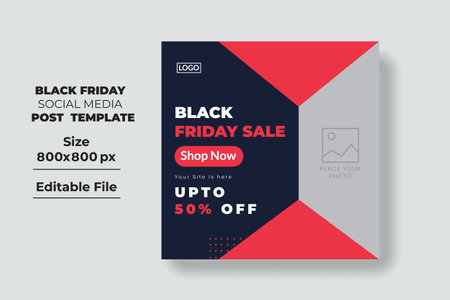 Black Friday sale social media post banner. Promotional ad banner templateのイラスト素材