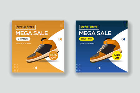 Sport fashion shoes brand product Social media banner post templateのイラスト素材
