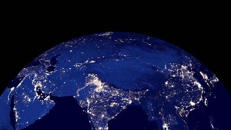 Planet earth from the space at night .