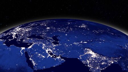 Planet earth from the space at night .の写真素材