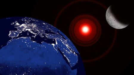 Planet Earth with a spectacular sunsetの写真素材