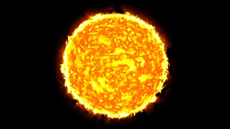 sun solar system with fireの写真素材