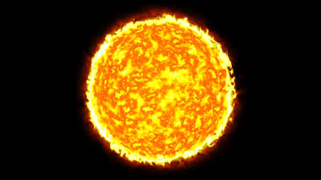 sun solar system with fireの写真素材