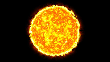 sun solar system with fireの写真素材