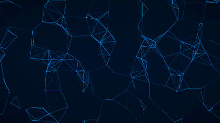Abstract Plexus Geometrical Shapes. Connection And Web Concept. Digital, Communication And Technology Network Background With Moving Lines And Dots.の写真素材
