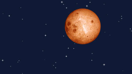 Full moon with star at dark night sky background. 3D Rendering.の写真素材