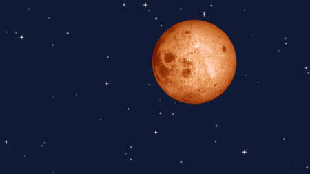 Full moon with star at dark night sky background. 3D Rendering.の写真素材