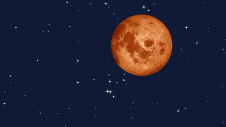 Full moon with star at dark night sky background. 3D Rendering.の写真素材