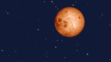 Full moon with star at dark night sky background. 3D Rendering.の写真素材