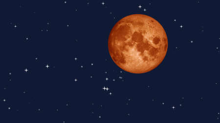 Full moon with star at dark night sky background. 3D Rendering.の写真素材