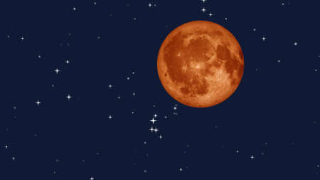 Full moon with star at dark night sky background. 3D Rendering.の写真素材