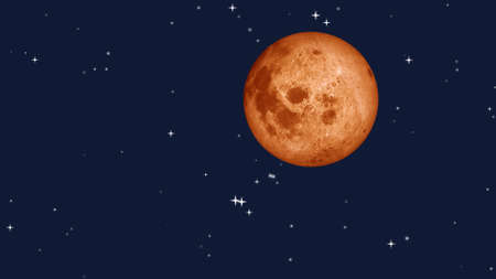 Full moon with star at dark night sky background. 3D Rendering.の写真素材