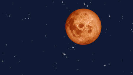 Full moon with star at dark night sky background. 3D Rendering.の写真素材