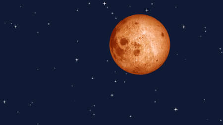 Full moon with star at dark night sky background. 3D Rendering.の写真素材