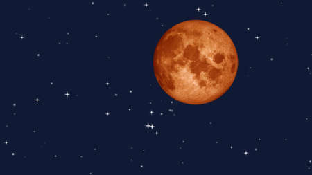 Full moon with star at dark night sky background. 3D Rendering.の写真素材