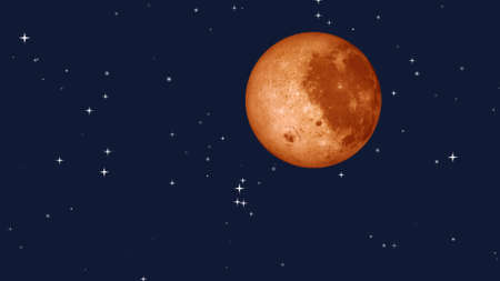 Full moon with star at dark night sky background. 3D Rendering.の写真素材