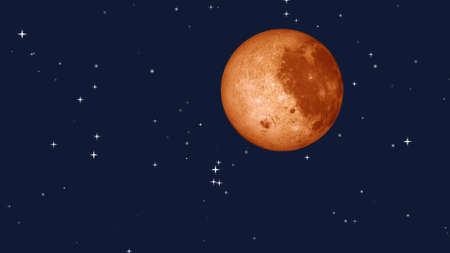 Full moon with star at dark night sky background. 3D Rendering.の写真素材