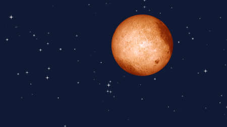 Full moon with star at dark night sky background. 3D Rendering.の写真素材