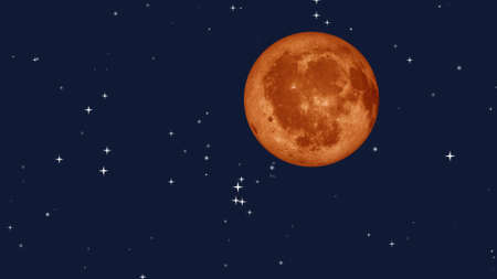 Full moon with star at dark night sky background. 3D Rendering.の写真素材