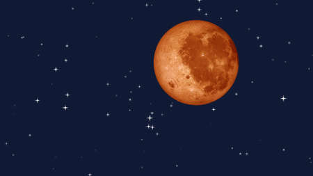 Full moon with star at dark night sky background. 3D Rendering.の写真素材