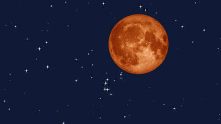 Full moon with star at dark night sky background. 3D Rendering.の写真素材