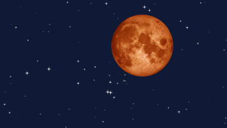 Full moon with star at dark night sky background. 3D Rendering.の写真素材