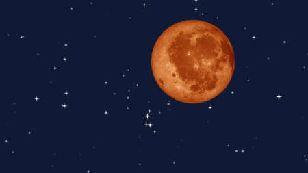Full moon with star at dark night sky background. 3D Rendering.の写真素材