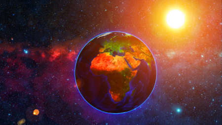 Planet Earth with a spectacular sunsetの写真素材