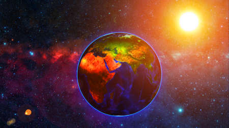 Planet Earth with a spectacular sunsetの写真素材