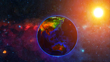 Planet Earth with a spectacular sunsetの写真素材