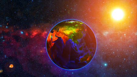 Planet Earth with a spectacular sunsetの写真素材