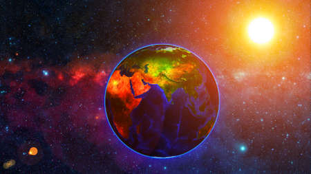 Planet Earth with a spectacular sunsetの写真素材