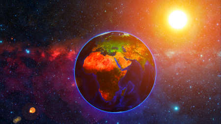 Planet Earth with a spectacular sunsetの写真素材