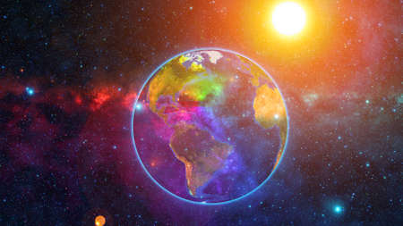Planet Earth with a spectacular sunsetの写真素材
