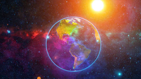 Planet Earth with a spectacular sunsetの写真素材
